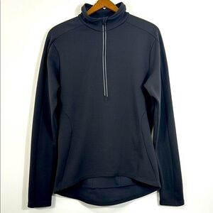 MEC Running Shirt Run Men's Medium Pockets Quarter Zip Exercise Black